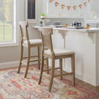 Linon Bar Stool 30 inch Rustic Brown Finish With Beige Fabric - Rylan