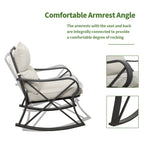 COSIEST 3 Piece Metal Bistro Set With Beige Cushions And Coffee Table