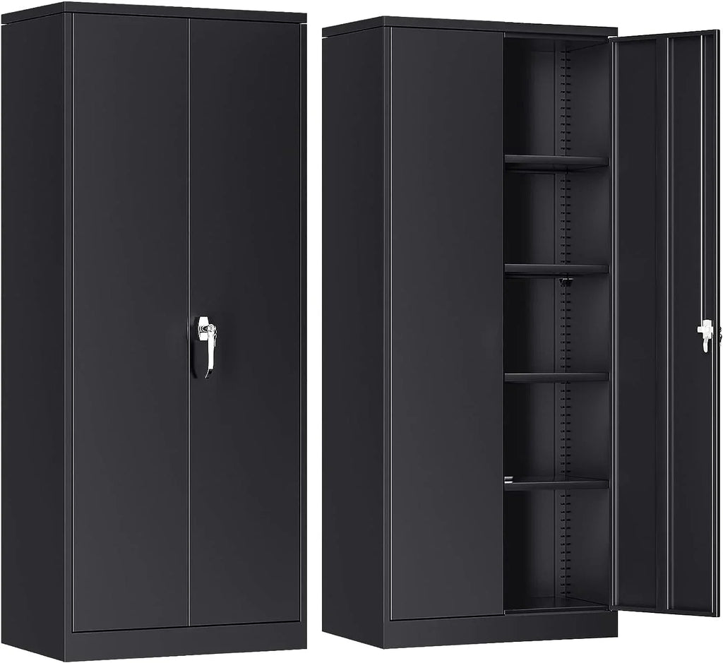 Atripark Metal Storage Cabinet With Lock, 72in Lockable Garage Tool Cabinet With Doors