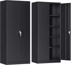 Atripark Metal Storage Cabinet With Lock, 72in Lockable Garage Tool Cabinet With Doors