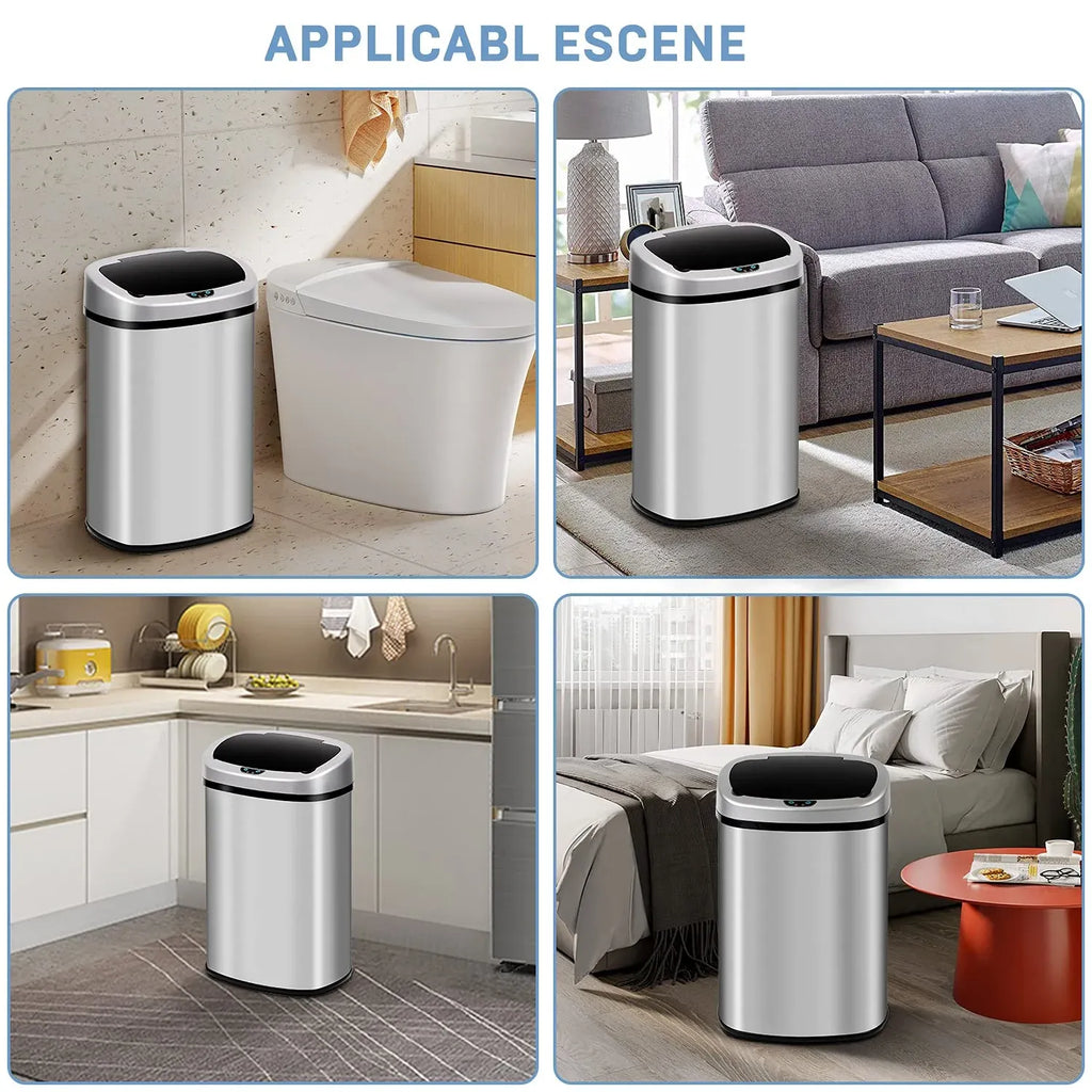 Bigacc 13 Gallon 50 Liter Automatic Stainless Steel Kitchen Trash Can - Automatic-Silver