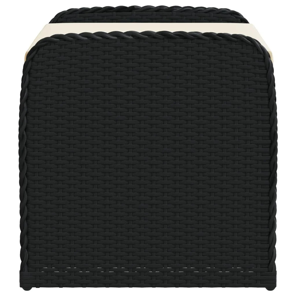 vidaXL Outdoor Poly Rattan Storage Bench With Cushion, Black, 45.3 x 20.1 x 20.5 in