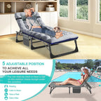 Slsy 5-Position Adjustable Folding Lounge Chair And Cot - 75.2" x 25.6" x 11.8"