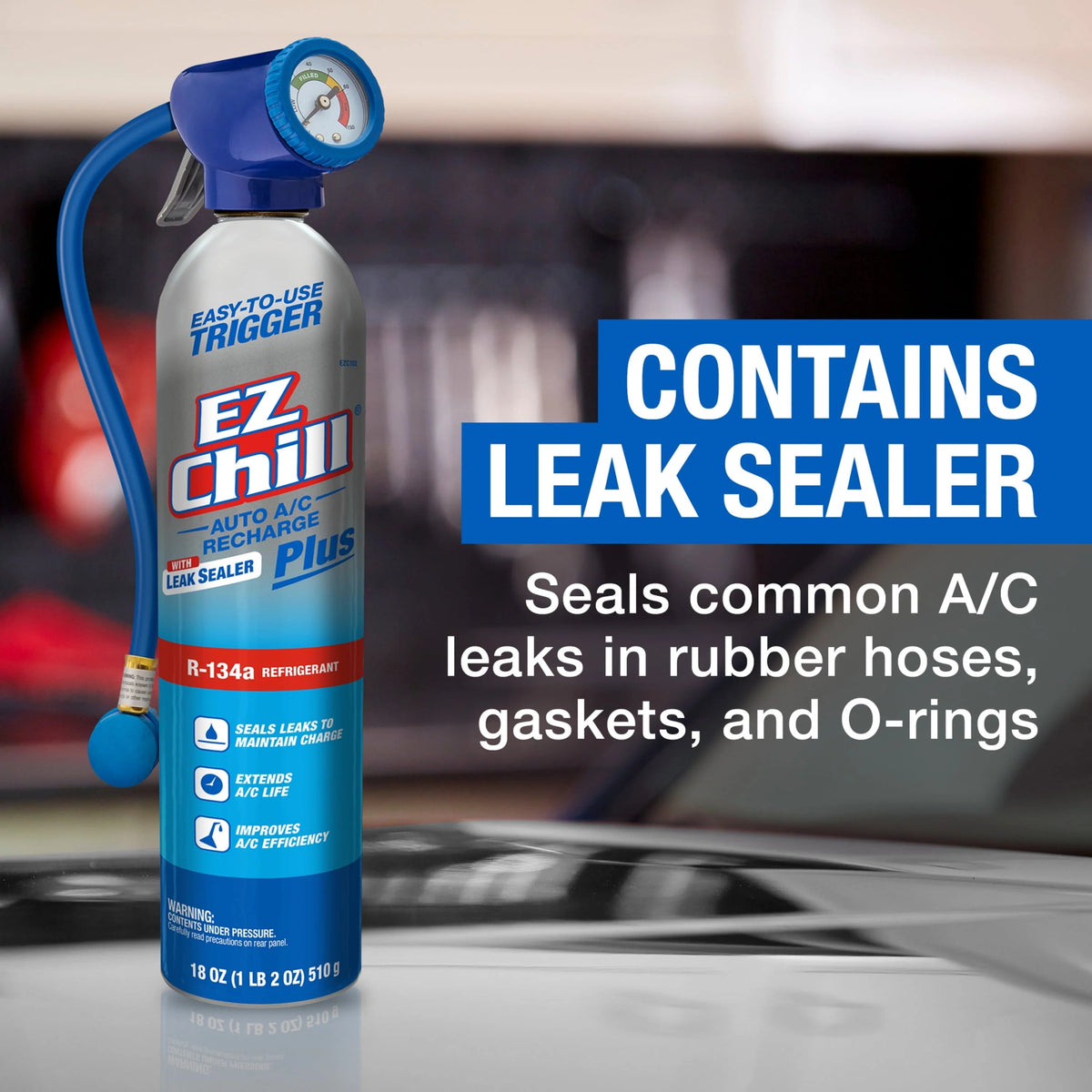 EZ Chill R-134a Auto AC Recharge Kit With Leak Sealer Plus - 18 OZ