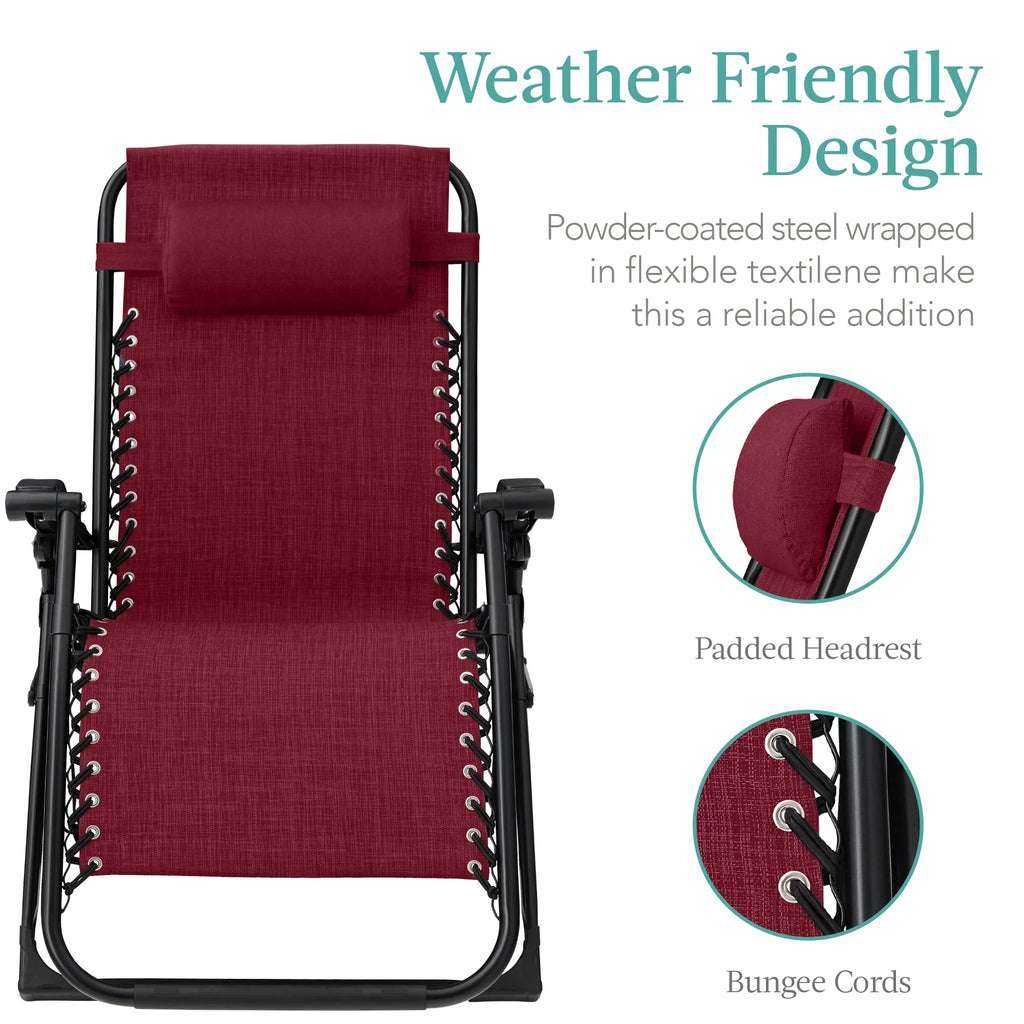 Best Choice Products Oversized Zero Gravity Folding Recliner With Removable Cushion And Side Tray - Fossil Gray