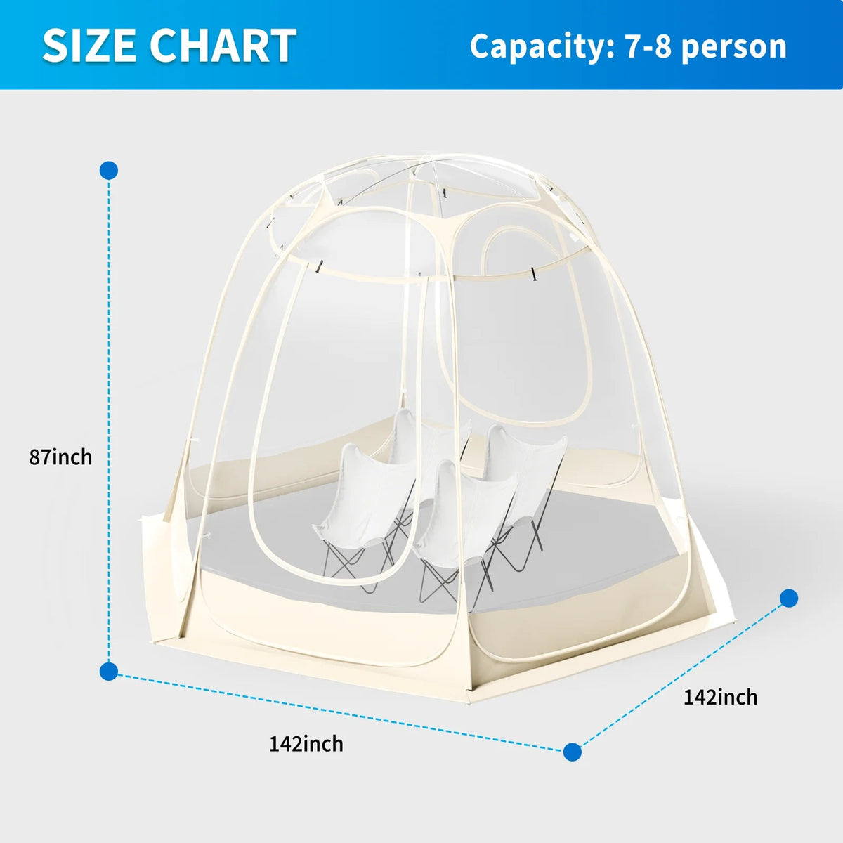TABU Pop Up Bubble Sports Tent, Clear, 10 x 10 ft, 6-7 People