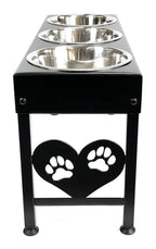 Elevated Triple Dog Feeding Station With 3-Quart Stainless Steel Bowls, 16 Inch Tall