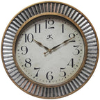 Rustic Industrial Round Wall Clock 16 Inch Brushed Gold And Silver