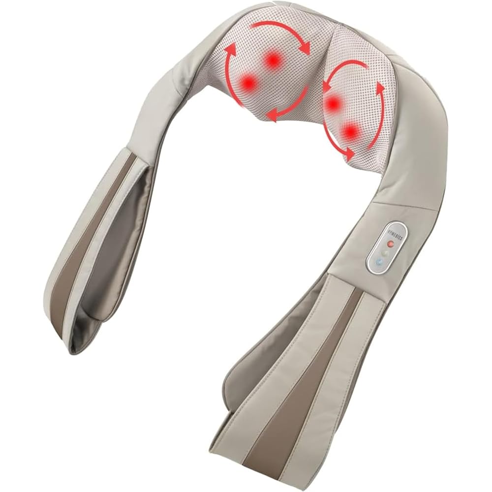 HoMedics Shiatsu Deluxe Neck & Shoulder Massager With Heat, 3 Speeds, Beige - Thera-P
