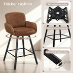 LUE BONA Counter Height Swivel Bar Stools With Backrest And Arms, 26 in, Set Of 6, Brown