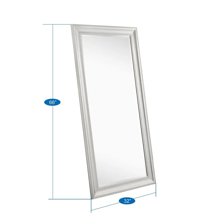 Full Length Beaded Frame Mirror, 66" H x 32" W - Freestanding Or Wall Mounted