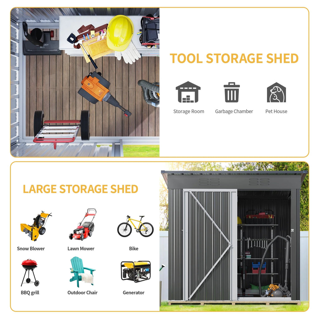 UFORIC Outdoor Storage Shed, 5 x 3 ft, Dark Gray