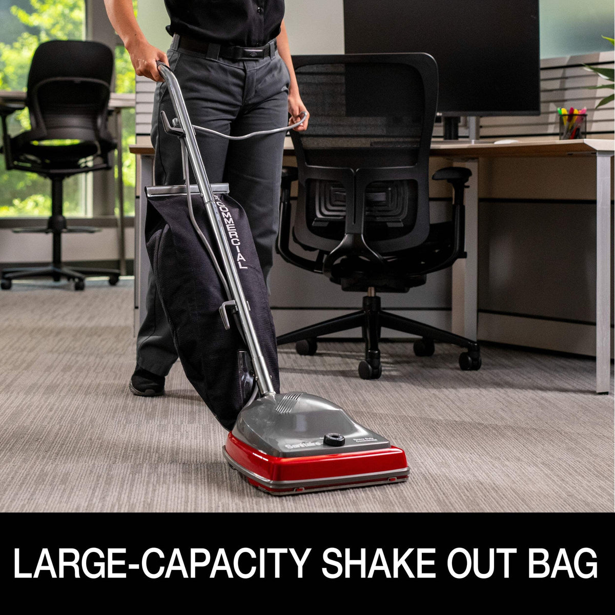 Sanitaire Upright Vacuum Cleaner, 12in Cleaning Width, 18 qt Shake Out Bag, 30 ft Cord - SC679K
