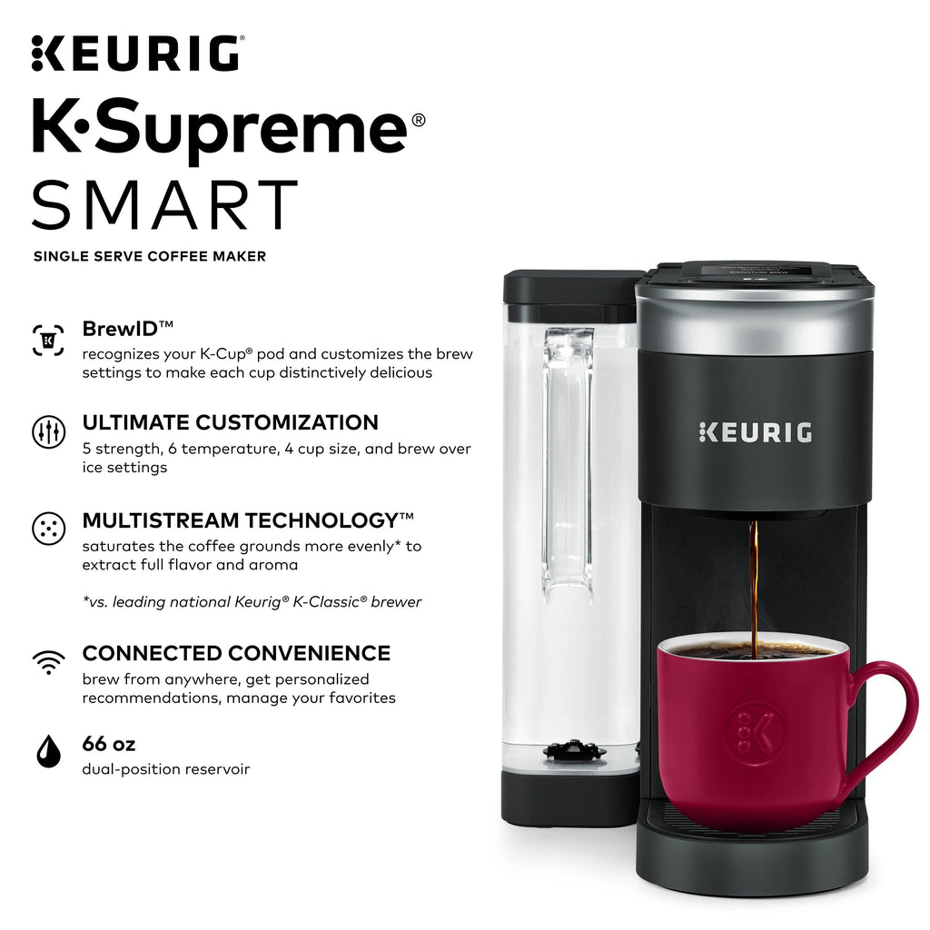 Keurig K-Supreme SMART Coffee Maker, 6-12 oz, Black - K-Supreme SMART