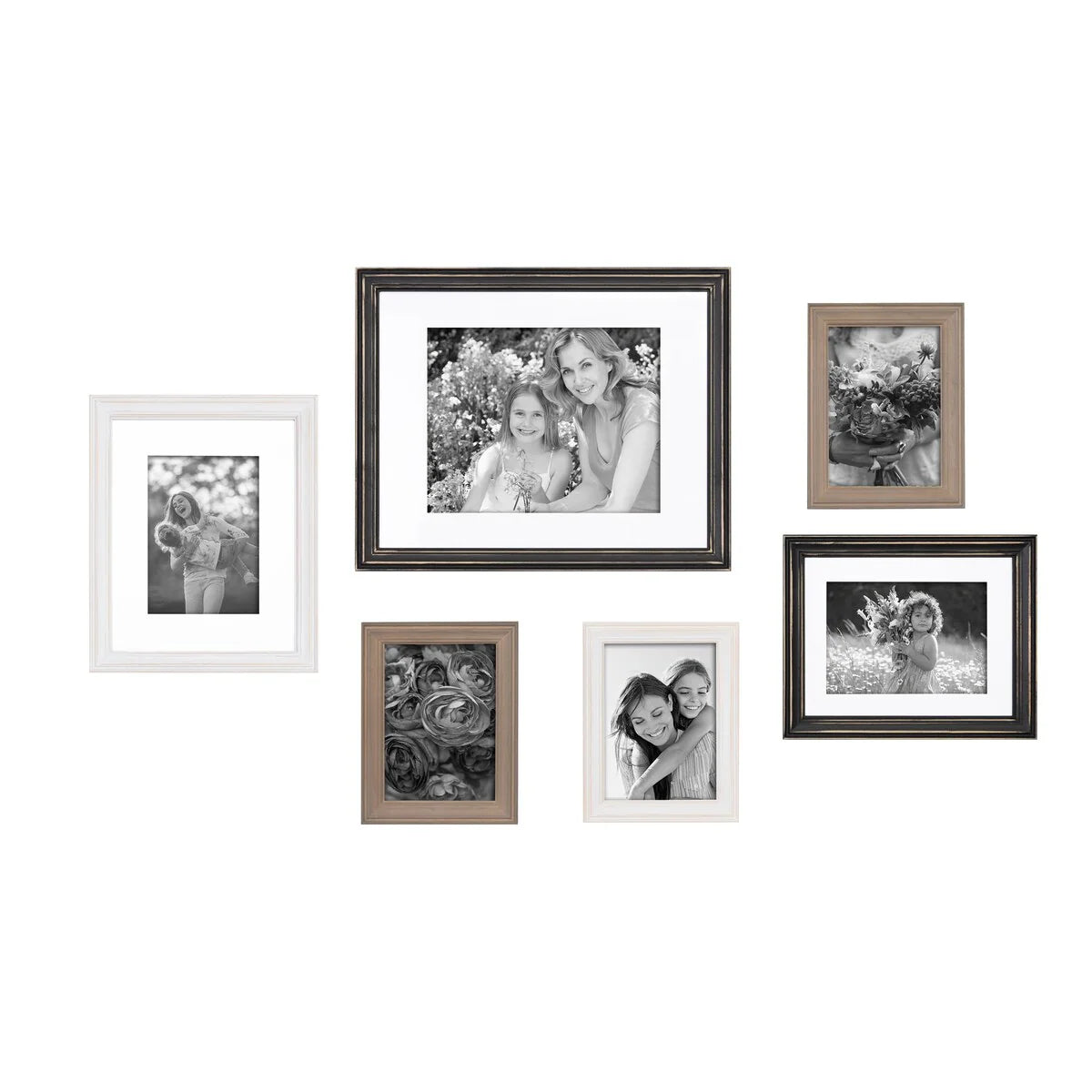 Gallery Wall Picture Frame Set, 6-Piece Wood Frames With 11 x 14 in, 8 x 10 in, 9 x 7 in, And 5 x 7 in Sizes