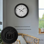Outdoor Wall Clock With Thermometer And Hygrometer, 24-Inch, Black