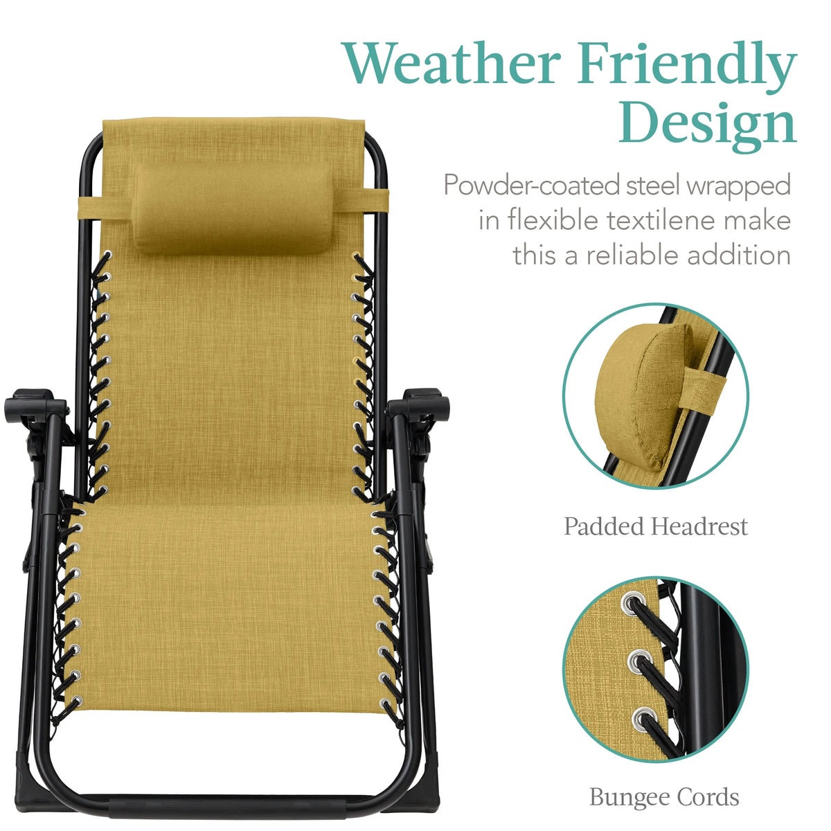 Best Choice Products Oversized Zero Gravity Folding Recliner With Removable Cushion And Side Tray - Fossil Gray