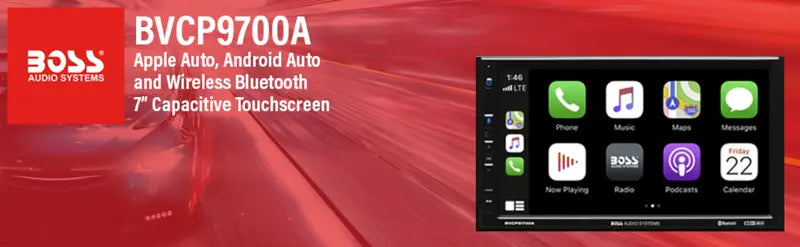 BOSS Audio Systems Double Din Car Stereo With 7 Inch Touchscreen, Apple CarPlay And Android Auto - BVCP9700A