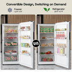 Upstreman Convertible Upright Freezer/Refrigerator, 14 Cu. Ft., Stainless Steel, Silver