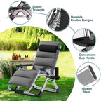 NAIZEA Zero Gravity Chair With Removable Cushion, Cup Holder, and Black Color