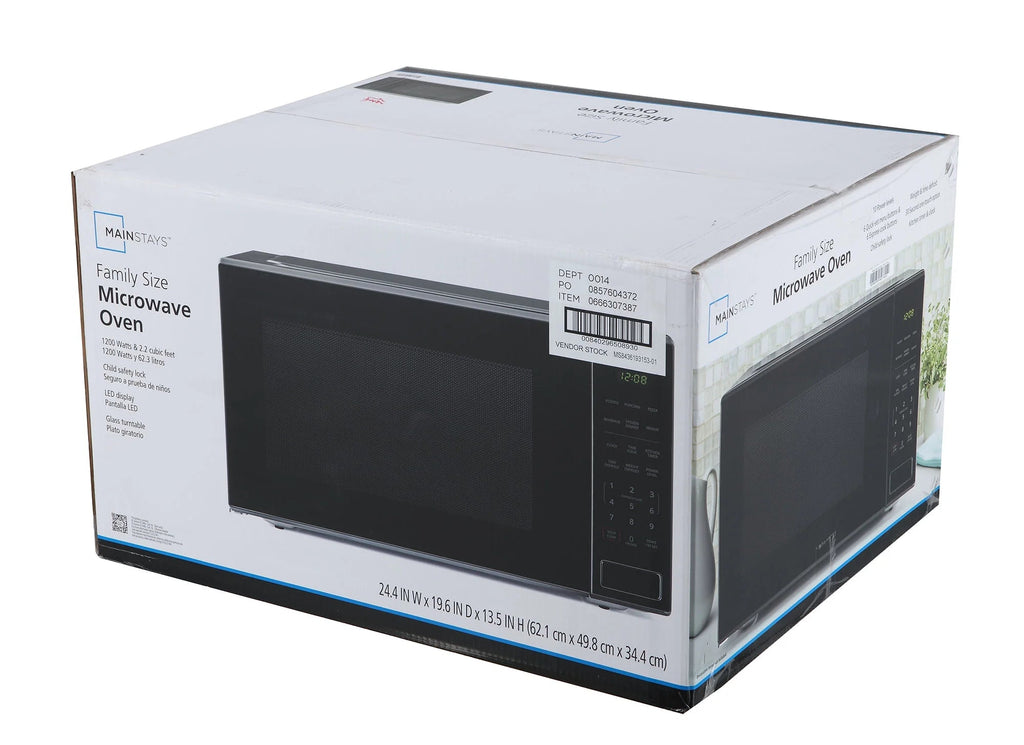 Mainstays Countertop Microwave Oven, Black, 2.2 cu ft - MS8436193153-01
