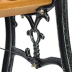 Cast Iron Outdoor Garden Bench, 49.5 x 20.5 x 29 in, Black + Natural