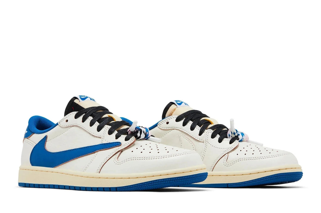 Fragment Design x Travis Scott x Jordan 1 Low OG SP Sneakers, Sail Military Blue - DM7866 104