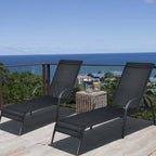 Fabric Folding Outdoor Chaise Lounge Chairs, 2 Pcs, 5 Position