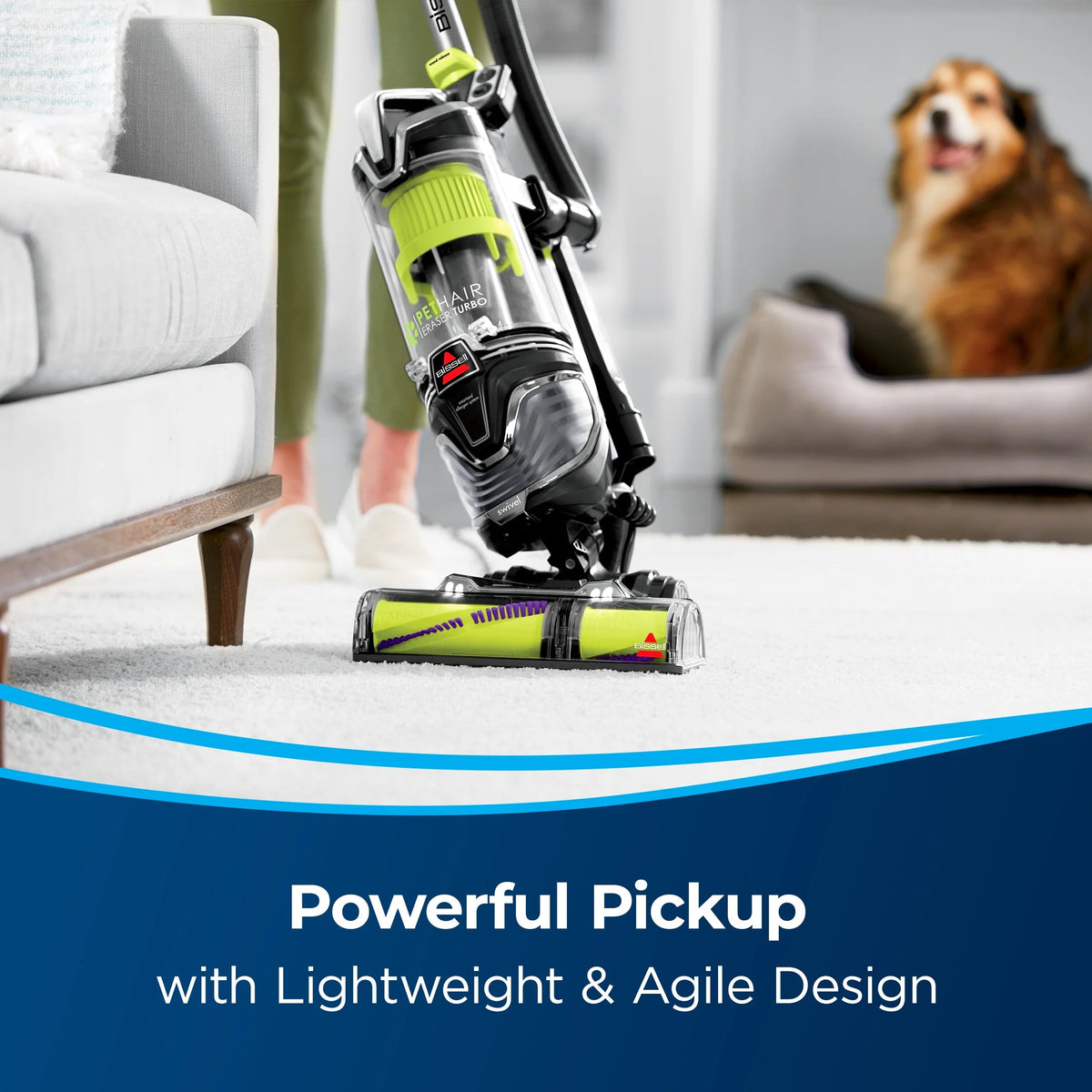 BISSELL Pet Hair Eraser Turbo Upright Vacuum, Bagless, Grey - 2475