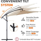 Sweetcrispy 9.8FT Offset Patio Umbrella With Easy Tilt Adjustment, 8 Ribs, Blue