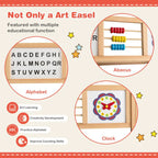 Kids Wooden Art Easel With Chalkboard, Magnetic Whiteboard And Paper Roll - 3-In-1
