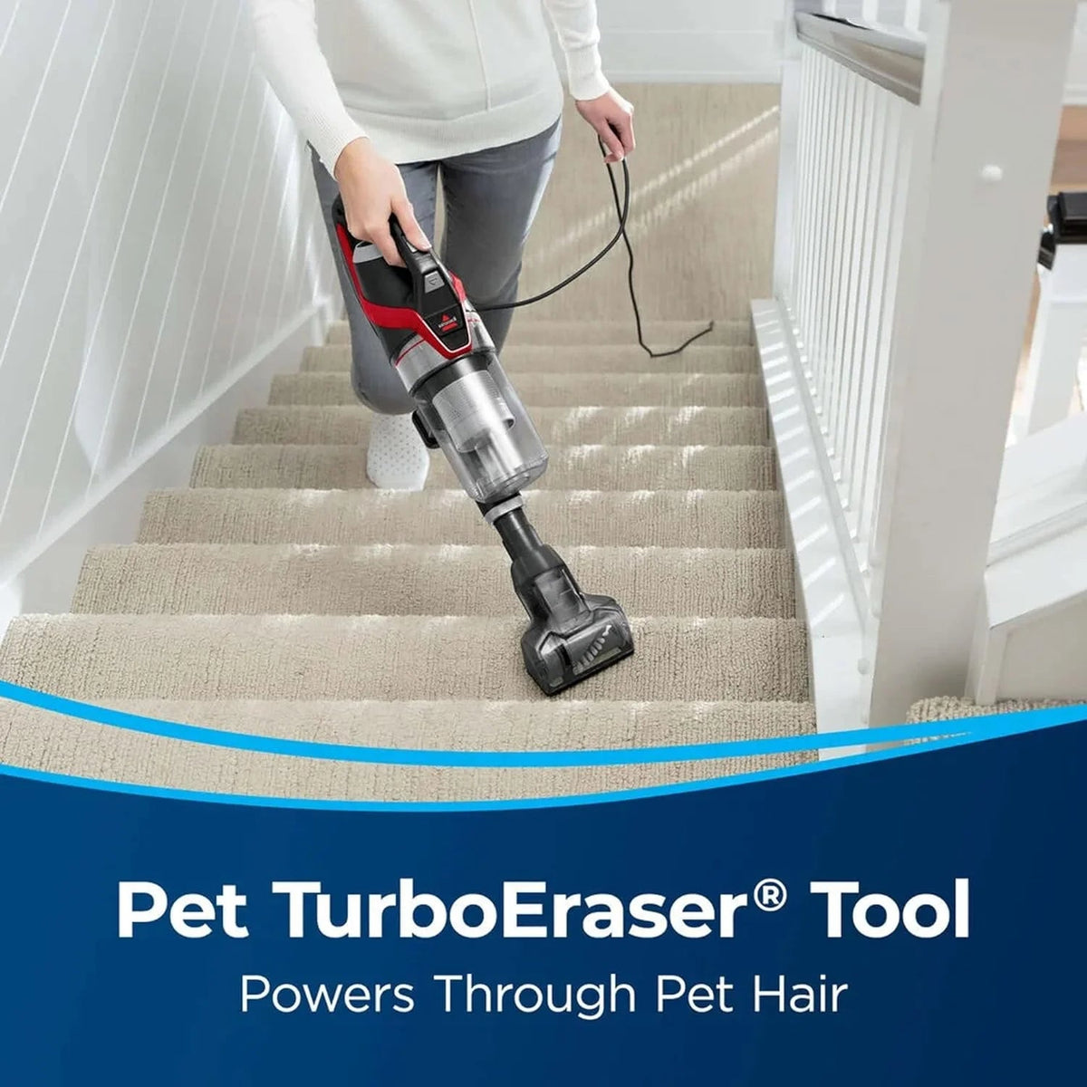 BISSELL Pet Hair Eraser Slim Corded Stick Vacuum, Black - 3875