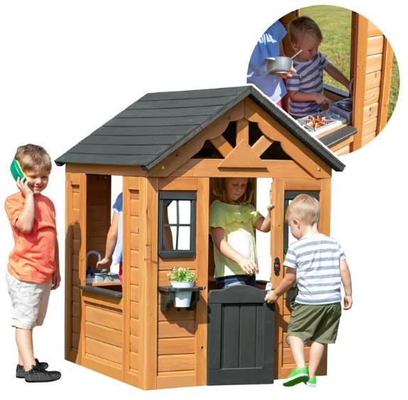 Backyard Discovery Cedar Playhouse With Kitchen, 55 in H x 42 in W x 46.69 in D - Sweetwater