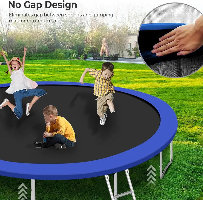 Trampoline With Enclosure Net And Adjustable Basketball Hoop - 8ft, 10ft, 12ft, 14ft, 15ft, 16ft