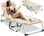 Slsy 5-Position Adjustable Folding Lounge Chair And Cot - 75.2" x 25.6" x 11.8"