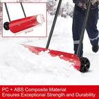 Brewin SnowPro 38 Inch Bi-Directional Wheeled Snow Pusher, Red - H955N
