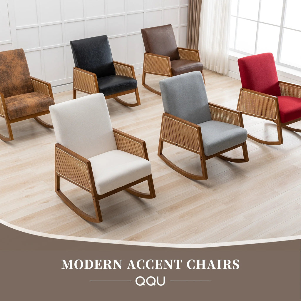 Upholstered Tall Back Gliding Rocking Armchair