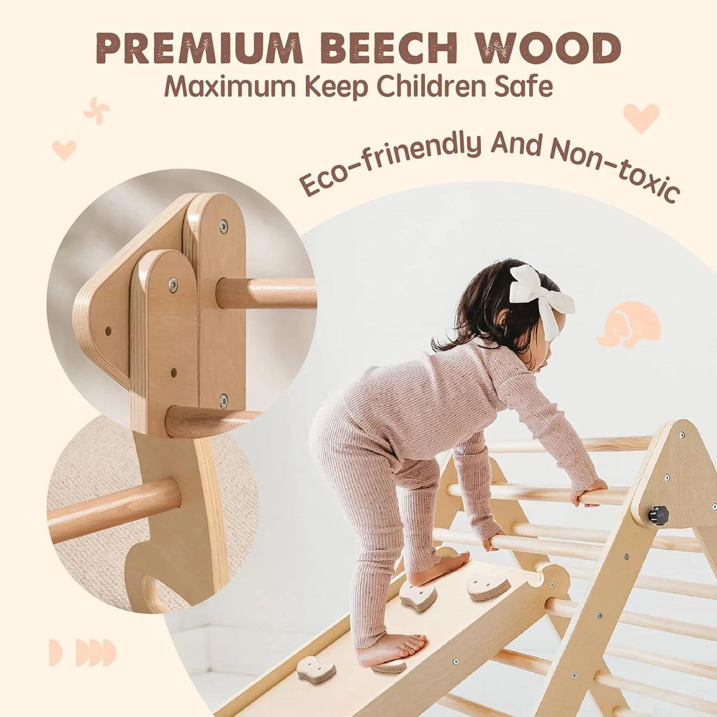 Tiny Land 5-in-1 Pikler Triangle Climbing Set With Slide And Arch - TLTGPT001
