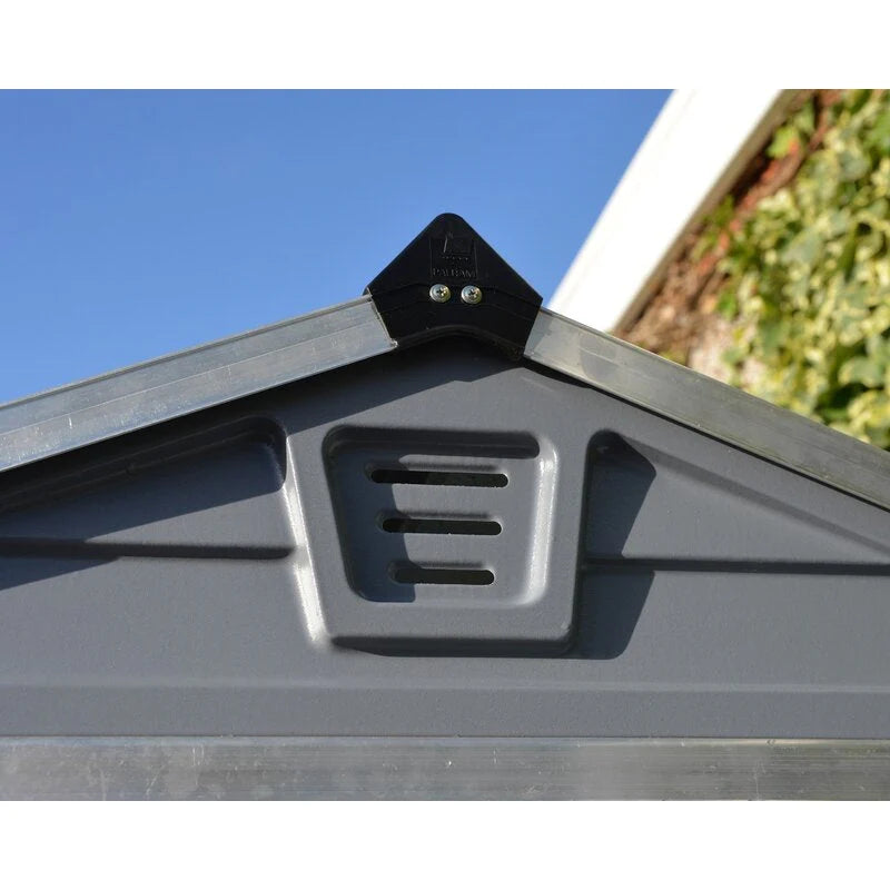 SkyLight Polycarbonate Storage Shed, Gray/Black, 6 ft W x 7.5 ft D