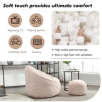 MOONMISS Microfiber Upholstered Round Bean Bag Sofa Chair With Ottoman - Gray
