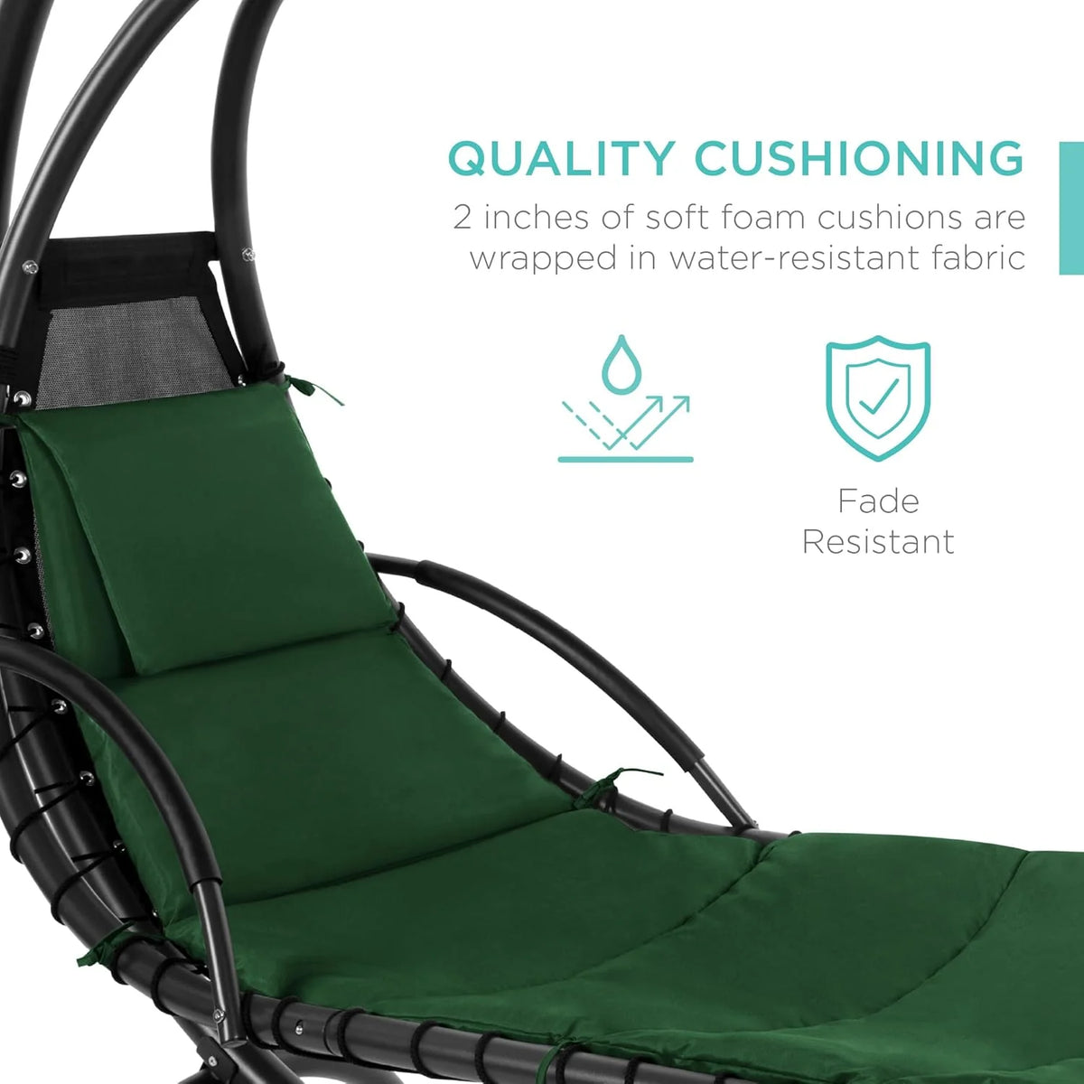 Best Choice Products Outdoor Hanging Steel Chaise Lounge Chair With Canopy, Charcoal Gray - SKY5871