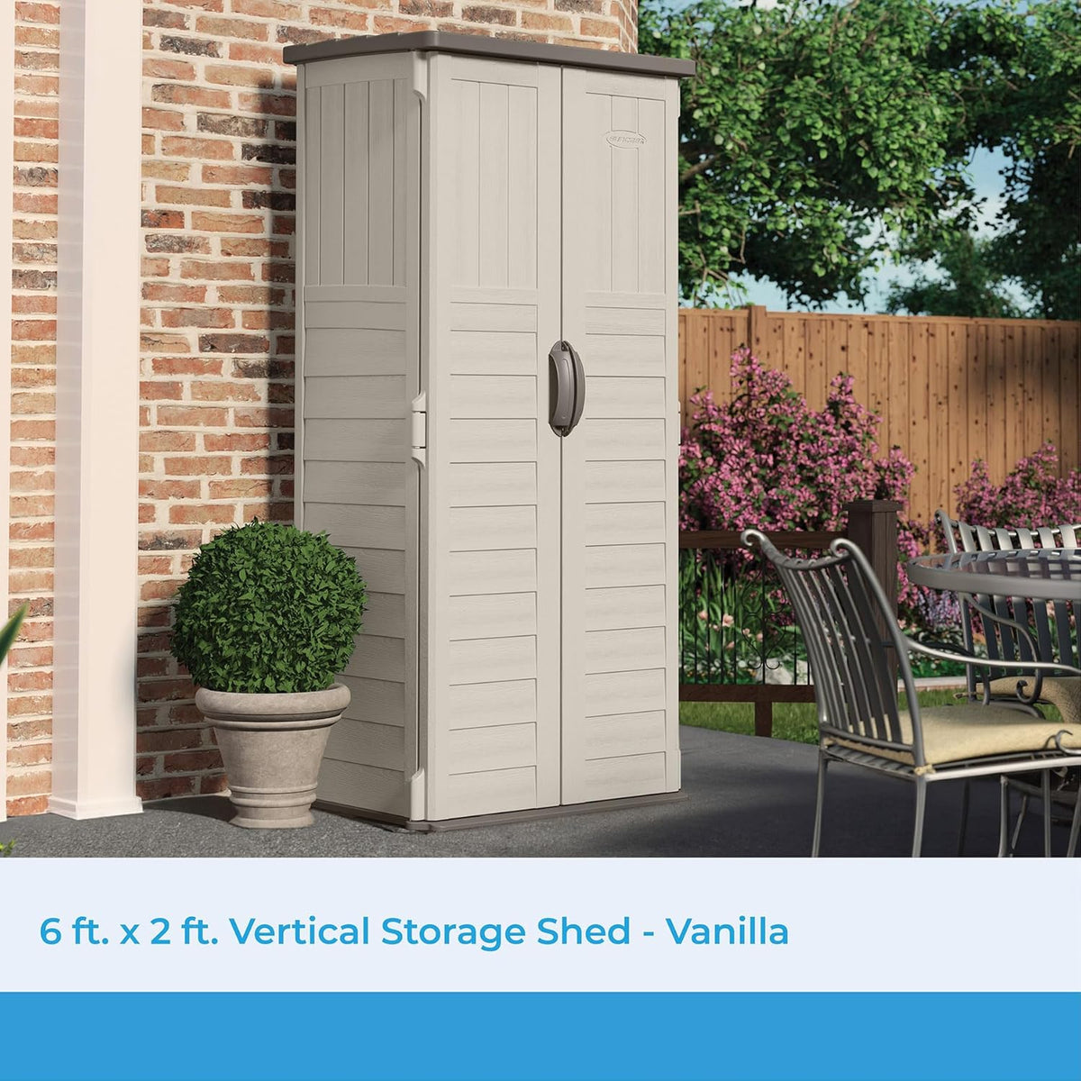 Suncast Vertical Outdoor Storage Shed - Vanilla
