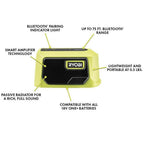 Ryobi 18V ONE+ 3-Tool Camping Kit With Area Light, Bluetooth Speaker, 4 in Clamp Fan, 1.5 Ah Battery, Charger And 16 in Buho Tool Bag