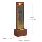 Teamson Home Faux Slate Outdoor LED Waterfall Fountain, 38.5 in, Red Rock