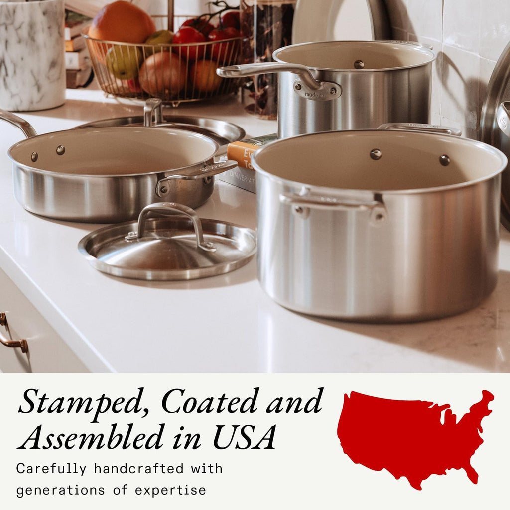 Made In Cookware Ceramic Non Stick Cookware Set, 5 Pc, 5 Ply Clad - Small Spaces Set