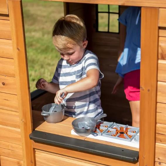 Backyard Discovery Cedar Playhouse With Kitchen, 55 in H x 42 in W x 46.69 in D - Sweetwater