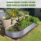 Land Guard Galvanized Raised Garden Bed Kit 4x2x1ft - 1-Silver