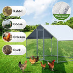 Large Metal Chicken Coop Poultry Cage for 6/10 Chickens, 9.8' L x 6.5' W x 6.5' H