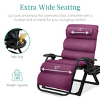 Best Choice Products Oversized Zero Gravity Folding Recliner With Removable Cushion And Side Tray - Fossil Gray