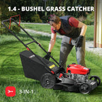 AMERISUN 21 Inch Steel Deck Gas Push Lawn Mower, 144cc 4-Stroke Engine, 3-in-1 - 144cc 3in1 Push